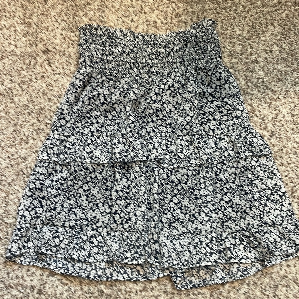 Black and White Floral Mini Skirt